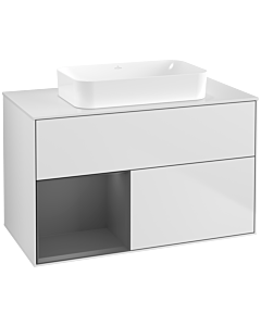 Villeroy und Boch Finion Villeroy und Boch G651GKMT 100x60.3x50.1cm, étagère gauche anthracite mat, blanc laqué mat