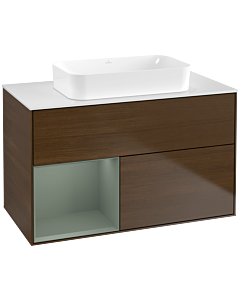 Villeroy und Boch Finion Villeroy und Boch G651GMGN 100x60.3x50.1cm, étagère à gauche Olive Matt Lacquer , placage Olive Matt Lacquer