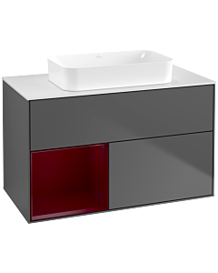 Villeroy und Boch Finion Villeroy und Boch G651HBGK 100x60.3x50.1cm, étagère à gauche Peony , anthracite mat