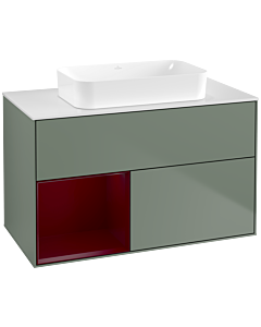 Villeroy und Boch Finion Waschtischunterschrank G651HBGM 100x60,3x50,1cm, Regal links Peony, Olive Matt Lacquer