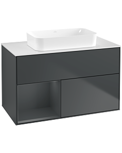 Villeroy und Boch Finion Waschtischunterschrank G651HGHG 100x60,3x50,1cm, Regal links Midnight Blue Matt Lacquer, Midnight Blue Matt Lacquer