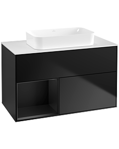 Villeroy und Boch Finion Villeroy und Boch G651PDPD 100x60.3x50.1cm, étagère à gauche laqué noir mat, laqué noir mat