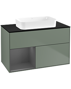 Villeroy und Boch Finion Villeroy und Boch G652GKGM 100x60.3x50.1cm, étagère gauche anthracite mat, Olive Matt Lacquer