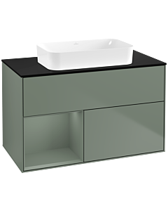 Villeroy und Boch Finion Villeroy und Boch G652GMGM 100x60.3x50.1cm, étagère à gauche Olive Matt Lacquer , Olive Matt Lacquer