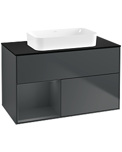 Villeroy und Boch Finion Waschtischunterschrank G652HGHG 100x60,3x50,1cm, Regal links Midnight Blue Matt Lacquer, Midnight Blue Matt Lacquer