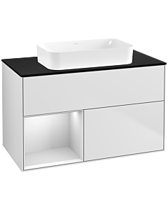 Villeroy und Boch Finion Villeroy und Boch G652MTMT 100x60,3x50,1cm, étagère gauche laqué blanc mat, laqué blanc mat