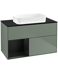 Villeroy und Boch Finion Villeroy und Boch G652PDGM 100x60.3x50.1cm, étagère gauche laqué noir mat, Olive Matt Lacquer