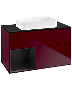 Villeroy und Boch Finion Villeroy und Boch Finion G652PDHB 100x60.3x50.1cm, shelf left black matt lacquer, Peony Matt