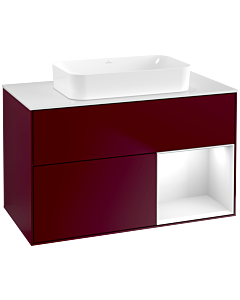 Villeroy und Boch Finion Villeroy und Boch G661GFHB 100x60.3x50.1cm, étagère à droite Laque blanc brillant, Peony Matt