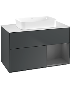 Villeroy und Boch Finion Waschtischunterschrank G661GKHG 100x60,3x50,1cm, Regal rechts Anthracite matt, Midnight Blue Matt Lacquer