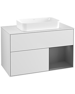 Villeroy und Boch Finion Waschtischunterschrank G661GKMT 100x60,3x50,1cm, Regal rechts Anthracite matt, White matt lacquer