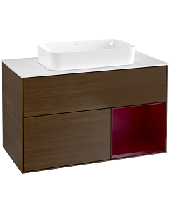 Villeroy und Boch Finion Waschtischunterschrank G661HBGN 100x60,3x50,1cm, Regal rechts Peony, Walnut veneer