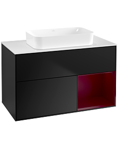 Villeroy und Boch Finion Villeroy und Boch G661HBPD 100x60.3x50.1cm, étagère à droite Peony , laqué noir mat