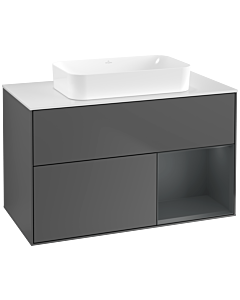 Villeroy und Boch Finion Waschtischunterschrank G661HGGK 100x60,3x50,1cm, Regal rechts Midnight Blue Matt Lacquer, Anthracite matt