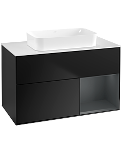 Villeroy und Boch Finion Waschtischunterschrank G661HGPD 100x60,3x50,1cm, Regal rechts Midnight Blue Matt Lacquer, Black matt lacquer
