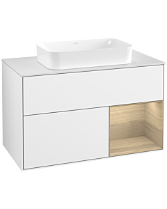 Villeroy und Boch Finion Villeroy und Boch G661PCGF 100x60.3x50.1cm, étagère à droite Oak Veneer , laqué blanc brillant