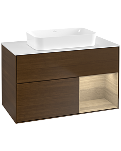 Villeroy und Boch Finion Waschtischunterschrank G661PCGN 100x60,3x50,1cm, Regal rechts Oak Veneer, Walnut veneer