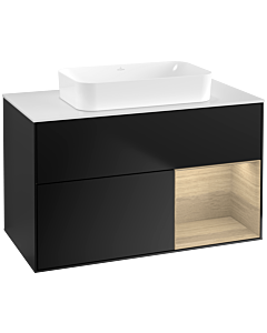Villeroy und Boch Finion Villeroy und Boch G661PCPD 100x60.3x50.1cm, étagère à droite Oak Veneer , laqué noir mat
