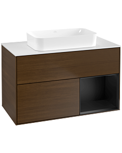Villeroy und Boch Finion Villeroy und Boch Finion G661PDGN 100x60.3x50.1cm, shelf on the right black matt lacquer, walnut veneer