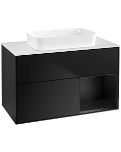 Villeroy und Boch Finion Villeroy und Boch G661PDPD 100x60.3x50.1cm, étagère à droite laqué noir mat, laqué noir mat