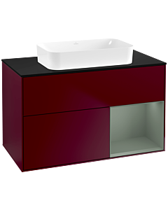 Villeroy und Boch Finion Waschtischunterschrank G662GMHB 100x60,3x50,1cm, Regal rechts Olive Matt Lacquer, Peony Matt