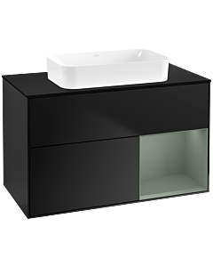 Villeroy und Boch Finion Villeroy und Boch G662GMPD 100x60.3x50.1cm, étagère à droite Olive Matt Lacquer , laqué noir mat