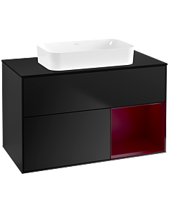 Villeroy und Boch Finion Villeroy und Boch G662HBPD 100x60.3x50.1cm, étagère à droite Peony , laqué noir mat