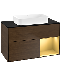 Villeroy und Boch Finion Villeroy und Boch G662HFGN 100x60.3x50.1cm, étagère droite or mat, placage noyer