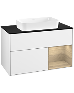 Villeroy und Boch Finion Villeroy und Boch G662PCGF 100x60.3x50.1cm, étagère à droite Oak Veneer , laqué blanc brillant