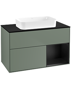 Villeroy und Boch Finion Villeroy und Boch G662PDGM 100x60.3x50.1cm, étagère à droite laqué noir mat, Olive Matt Lacquer