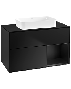 Villeroy und Boch Finion Villeroy und Boch G662PDPD 100x60.3x50.1cm, étagère à droite laqué noir mat, laqué noir mat
