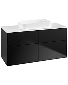 Villeroy und Boch Finion Waschtischunterschrank G67100PD 120x60,3x50,1cm, Glass White Matt, Black matt lacquer
