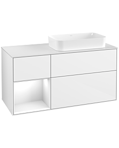 Villeroy und Boch Finion Waschtischunterschrank G681GFGF 120x60,3x50,1cm, Regal links Glossy white lacquer, Glossy white lacquer