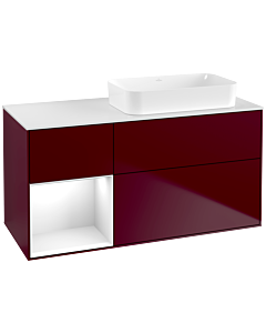 Villeroy und Boch Finion Waschtischunterschrank G681GFHB 120x60,3x50,1cm, Regal links Glossy white lacquer, Peony Matt