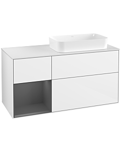 Villeroy und Boch Finion Villeroy und Boch G681GKGF 120x60.3x50.1cm, étagère gauche anthracite mat, laqué blanc brillant