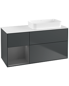 Villeroy und Boch Finion Waschtischunterschrank G681GKHG 120x60,3x50,1cm, Regal links Anthracite matt, Midnight Blue Matt Lacquer