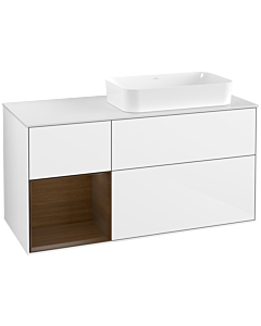 Villeroy und Boch Finion Villeroy und Boch Finion G681GNGF 120x60.3x50.1cm, shelf on the left walnut veneer, glossy white lacquer