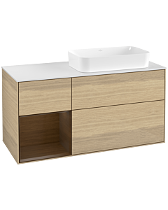 Villeroy und Boch Finion Waschtischunterschrank G681GNPC 120x60,3x50,1cm, Regal links Walnut veneer, Oak Veneer