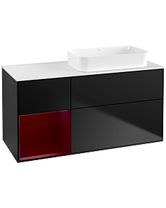 Villeroy und Boch Finion Villeroy und Boch G681HBPD 120x60.3x50.1cm, étagère à gauche Peony , laqué noir mat