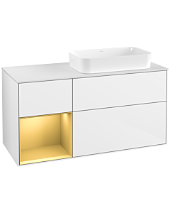 Villeroy und Boch Finion Villeroy und Boch G681HFGF 120x60.3x50.1cm, étagère gauche or mat, laqué blanc brillant