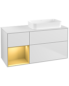 Villeroy und Boch Finion Villeroy und Boch G681HFMT 120x60.3x50.1cm, étagère gauche or mat, laqué blanc mat