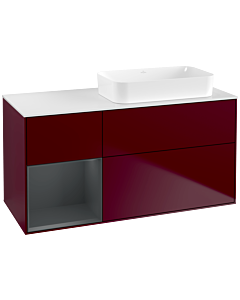 Villeroy und Boch Finion Waschtischunterschrank G681HGHB 120x60,3x50,1cm, Regal links Midnight Blue Matt Lacquer, Peony Matt