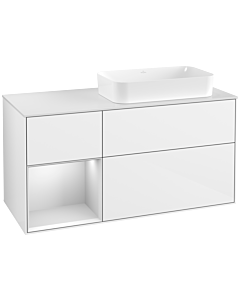 Villeroy und Boch Finion Villeroy und Boch G681MTGF 120x60.3x50.1cm, étagère gauche laqué blanc mat, laqué blanc brillant