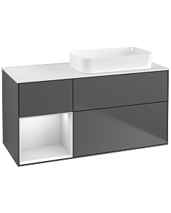 Villeroy und Boch Finion Villeroy und Boch G681MTGK 120x60.3x50.1cm, étagère gauche laqué blanc mat, anthracite mat