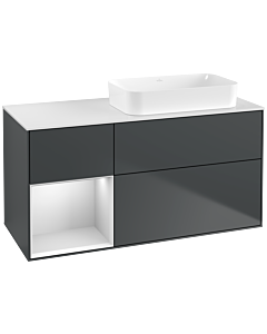 Villeroy und Boch Finion Waschtischunterschrank G681MTHG 120x60,3x50,1cm, Regal links White matt lacquer, Midnight Blue Matt Lacquer