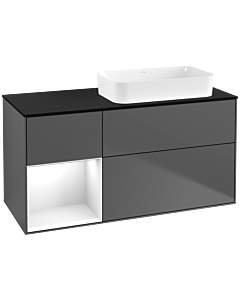 Villeroy und Boch Finion Villeroy und Boch G682GFGK 120x60.3x50.1cm, étagère à gauche laqué blanc brillant, anthracite mat
