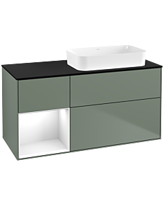Villeroy und Boch Finion Waschtischunterschrank G682GFGM 120x60,3x50,1cm, Regal links Glossy white lacquer, Olive Matt Lacquer