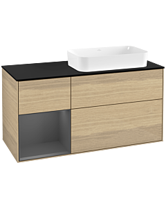 Villeroy und Boch Finion Waschtischunterschrank G682GKPC 120x60,3x50,1cm, Regal links Anthracite matt, Oak Veneer