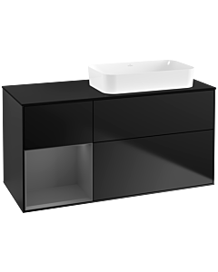 Villeroy und Boch Finion Waschtischunterschrank G682GKPD 120x60,3x50,1cm, Regal links Anthracite matt, Black matt lacquer