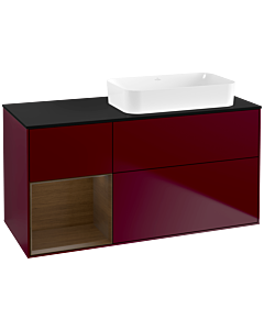 Villeroy und Boch Finion Waschtischunterschrank G682GNHB 120x60,3x50,1cm, Regal links Walnut veneer, Peony Matt